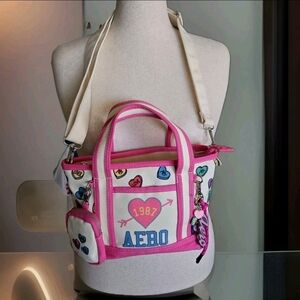 Aeropostale Valentines Conversation Mini Canvas Tote Purse Bag W/ Coin Purse NWT